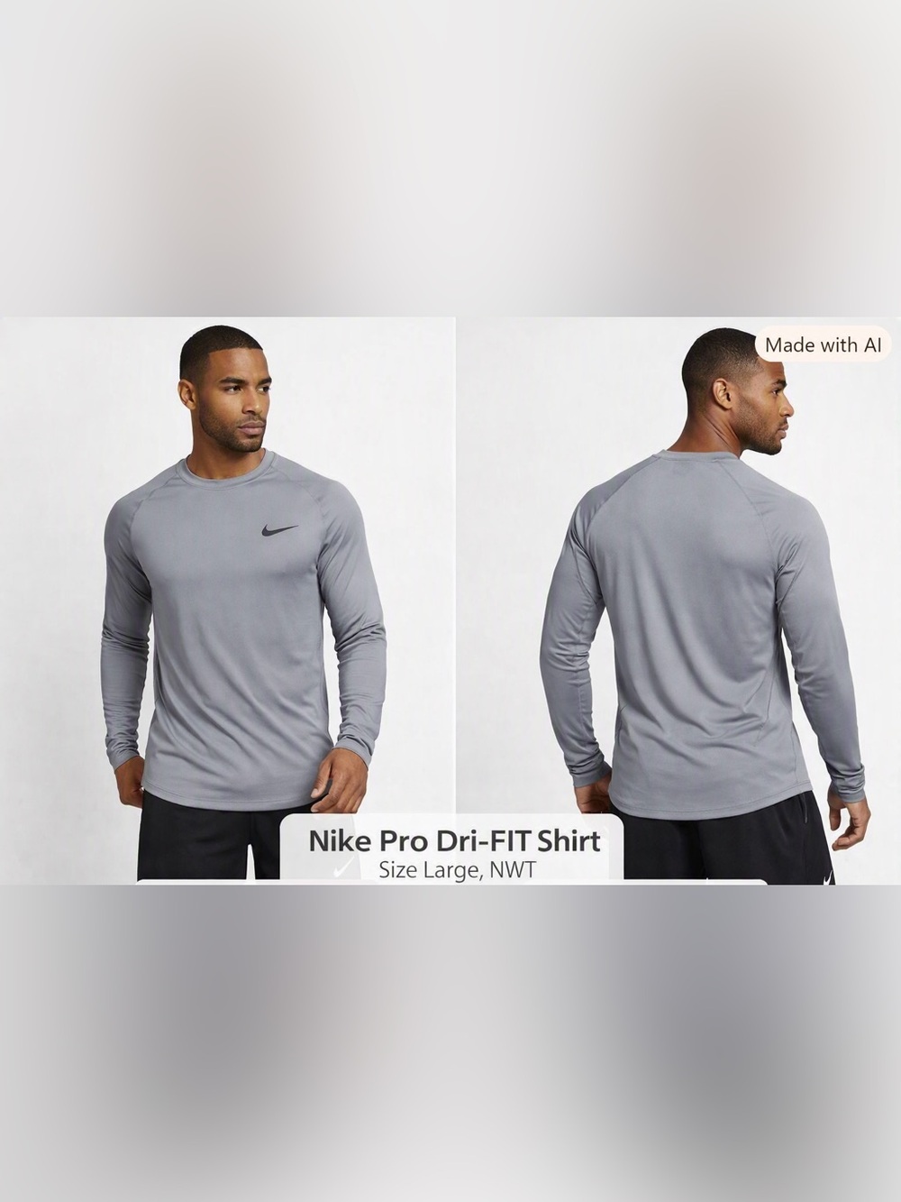 Nike Pro Dri‑FIT Long Sleeve Compression Shirt – Gray – Size Large